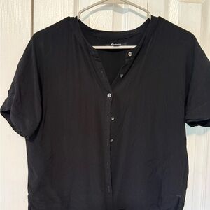 Madewell Black Button Down Crepe Shirt